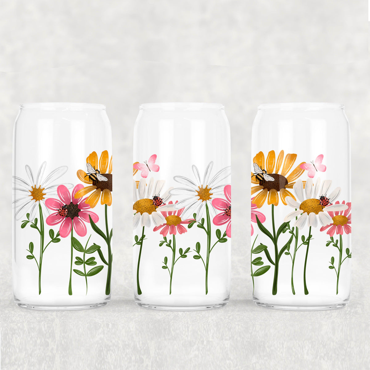 Wildflowers border 16oz Glass Wrap