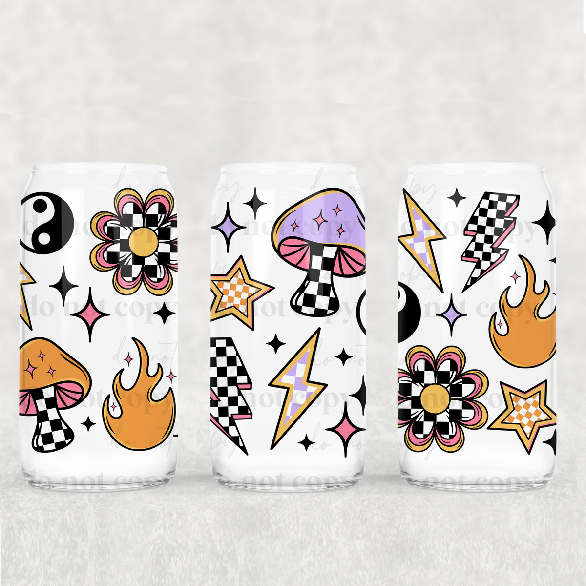 Retro doodles 16oz Glass Wrap