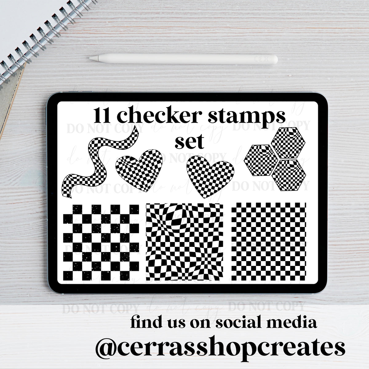 Checker Procreate Stamp Set