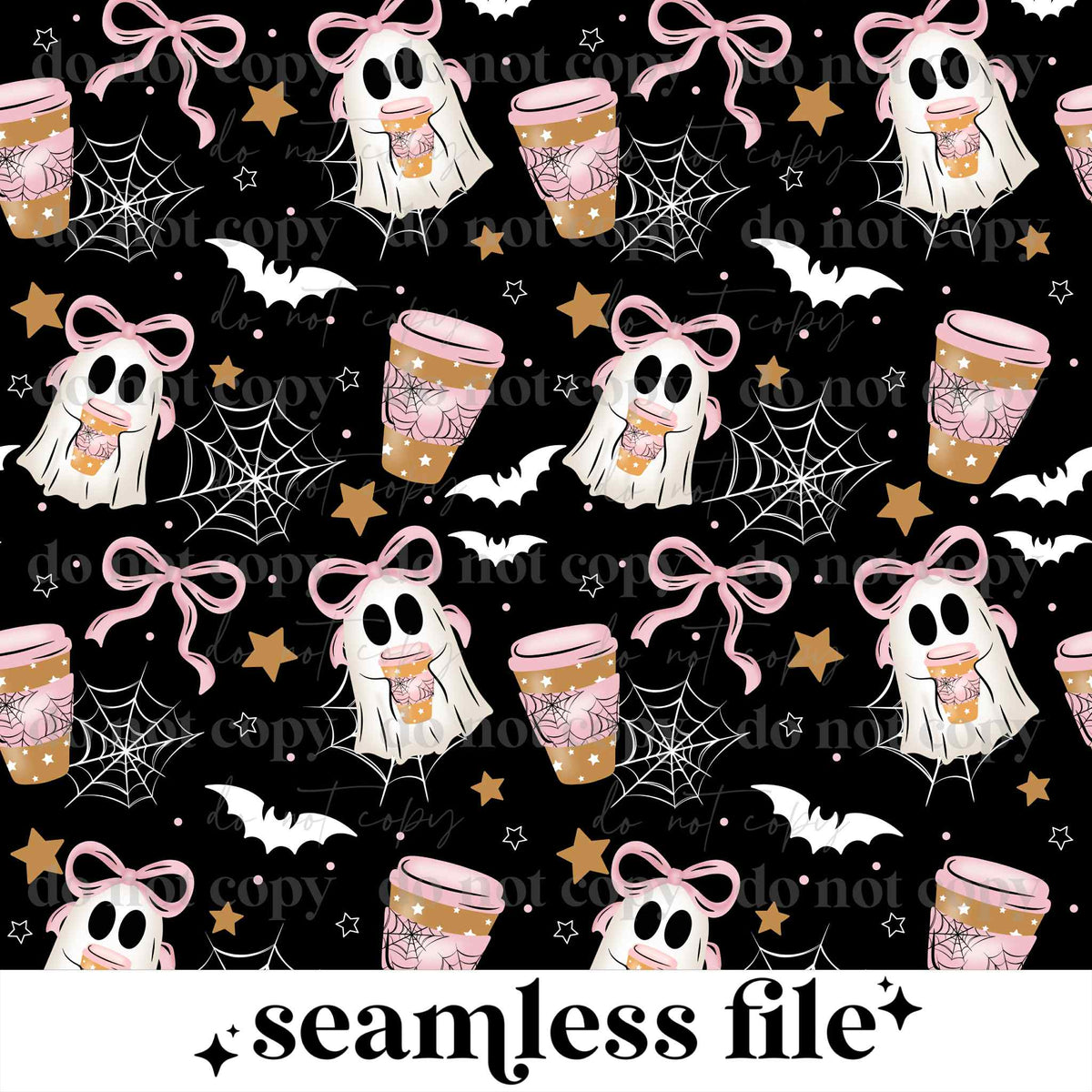 Bow Coffee Ghostie Seamless
