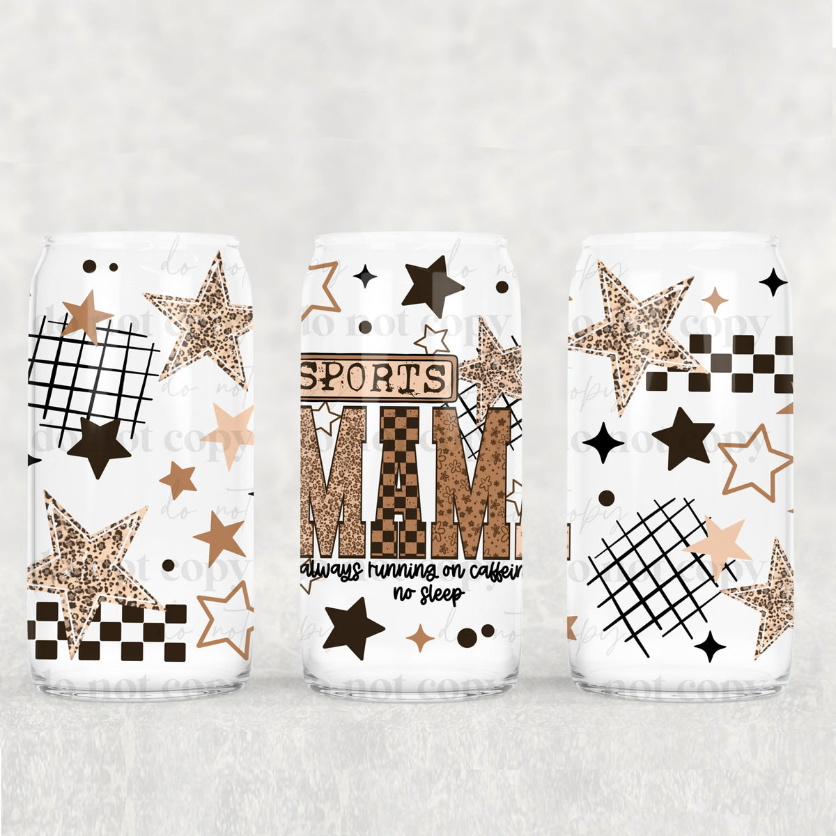 Leopard Sports Mama 16oz Glass Wrap