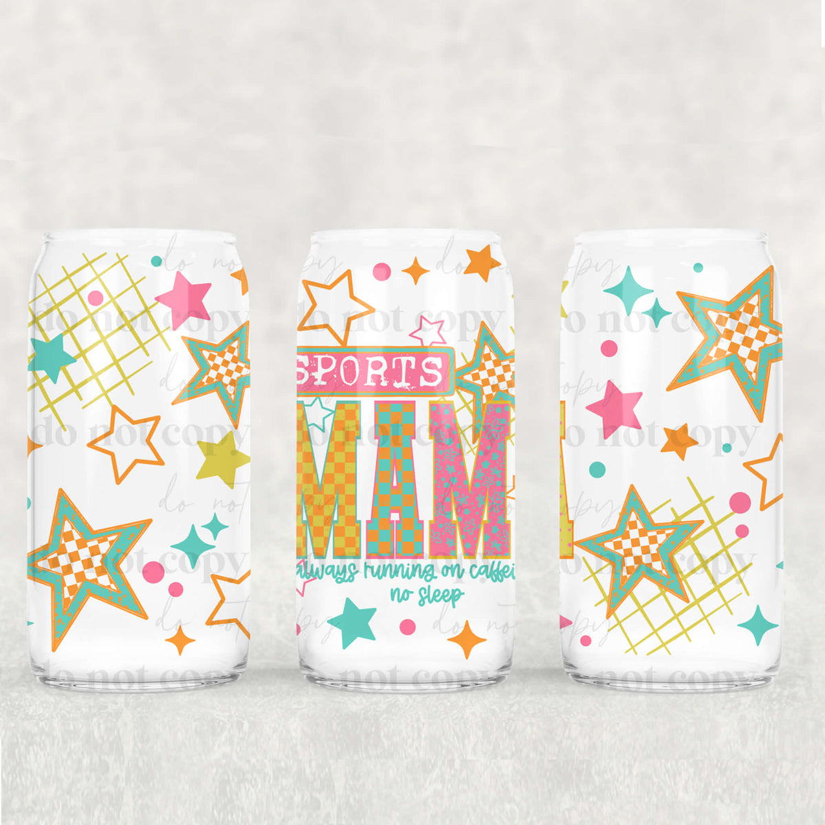 Colorful Sports Mama 16oz Glass Wrap