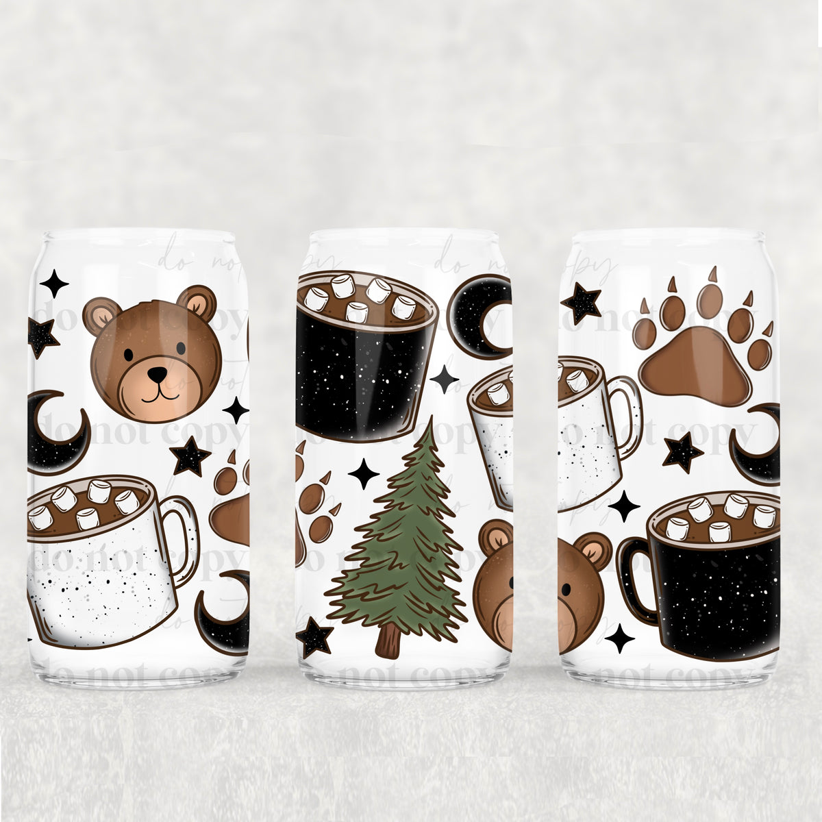 Bears and mugs camping 16oz Glass Wrap