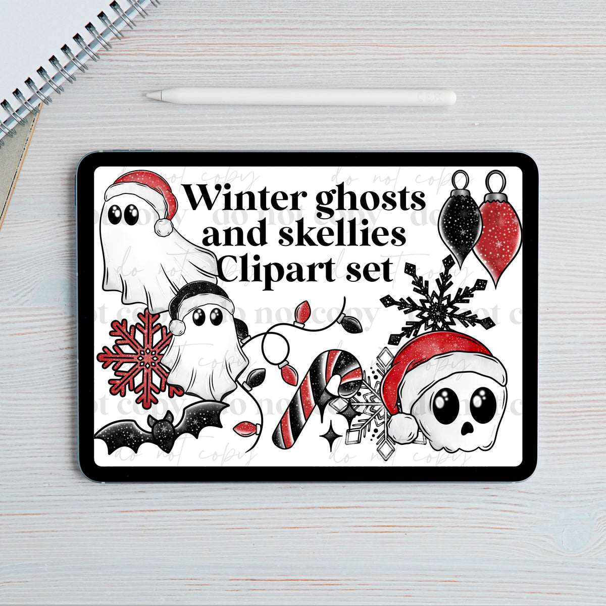 Winter ghosts and skellies Clipart set