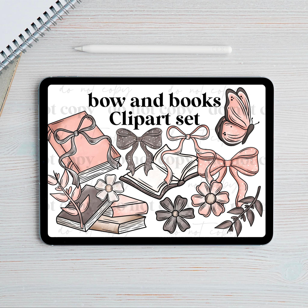 Bows and books Clipart set