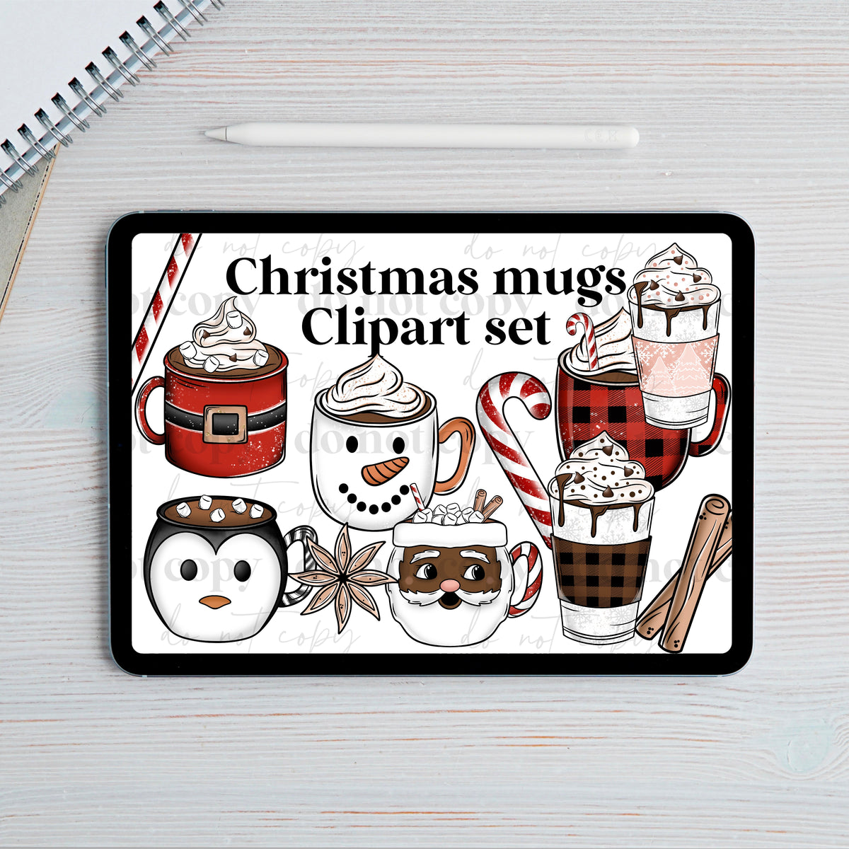 Christmas Mugs Clipart set