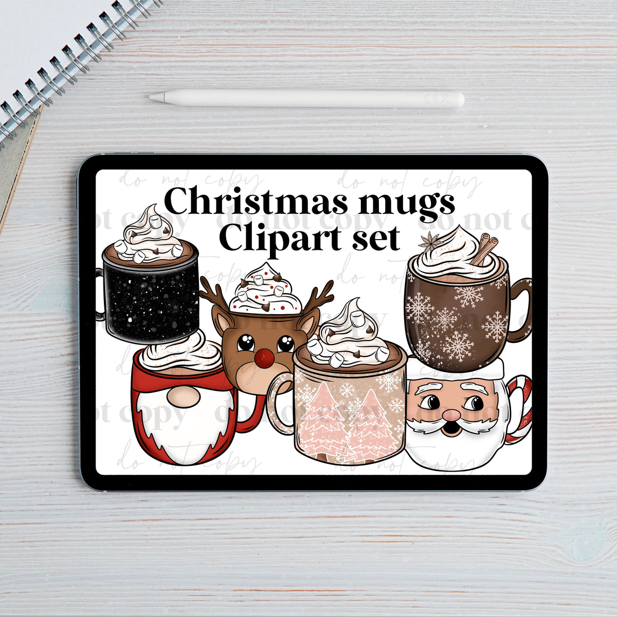 Christmas Mugs Clipart set