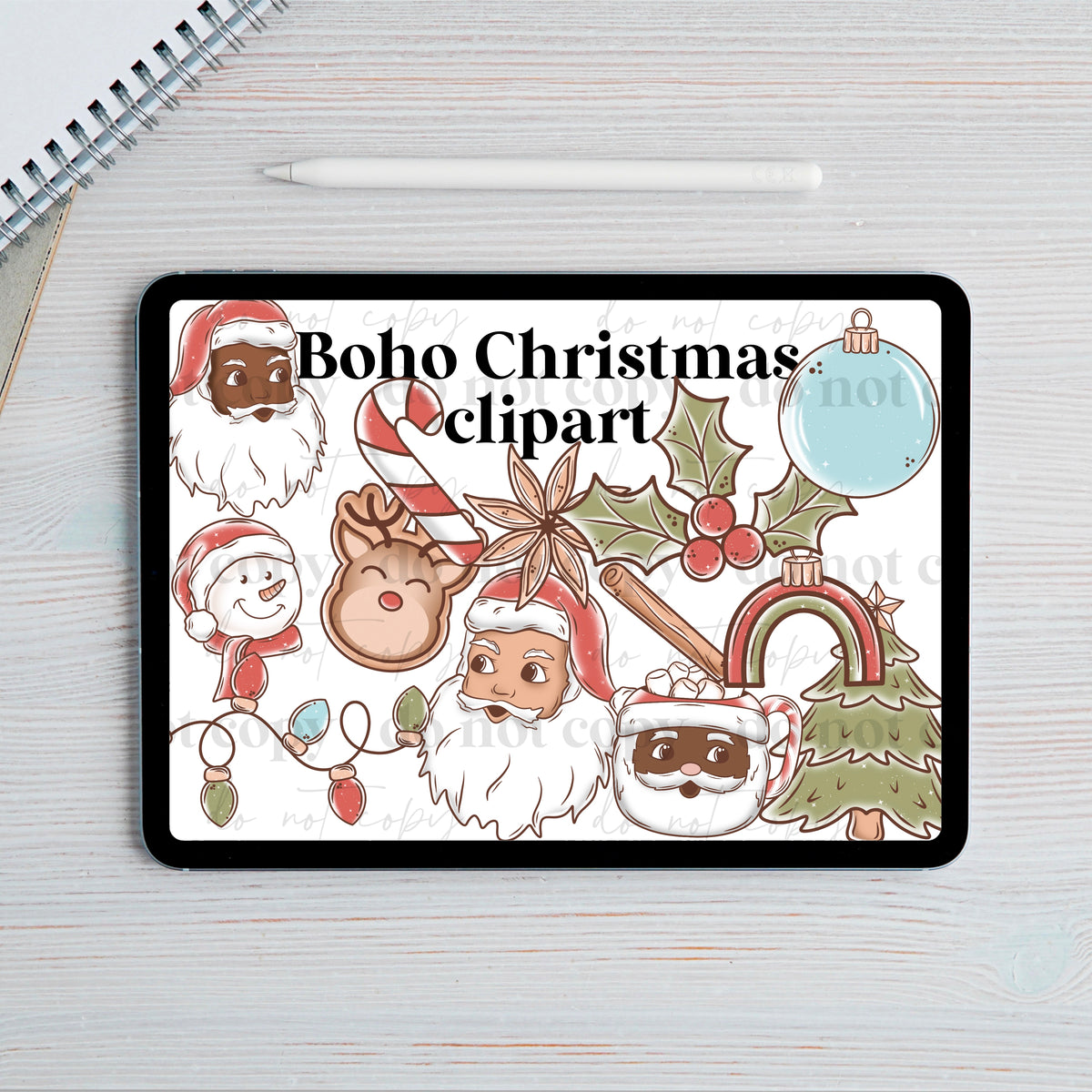 Boho christmas Clipart set