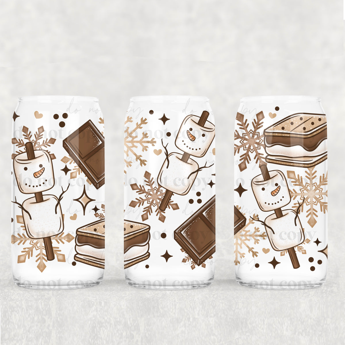 Snowman s’more 16oz Glass Wrap