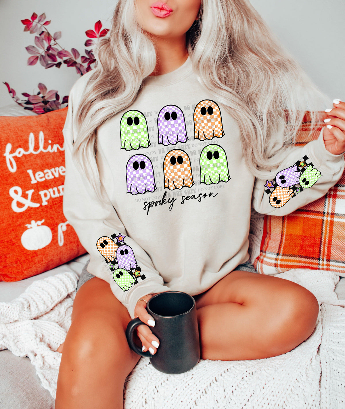 Spooky Season Checkered Ghosties PNG