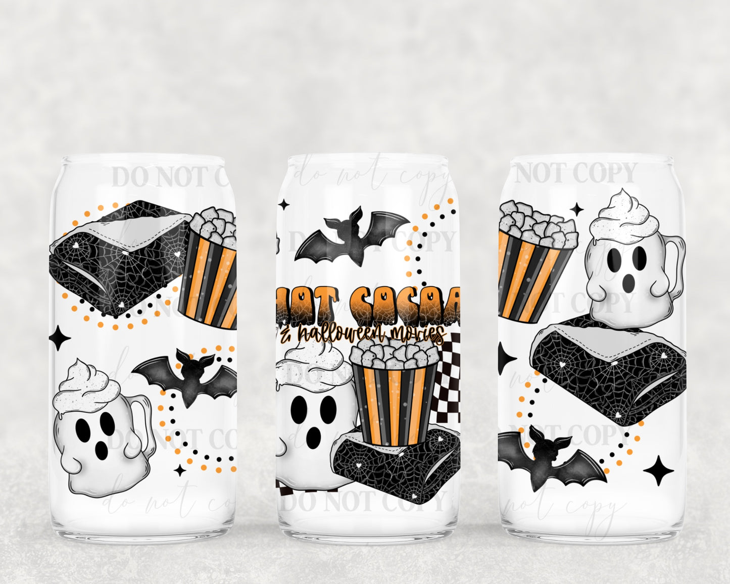 Ghosty hot cocoa 16oz Glass Wrap PNG