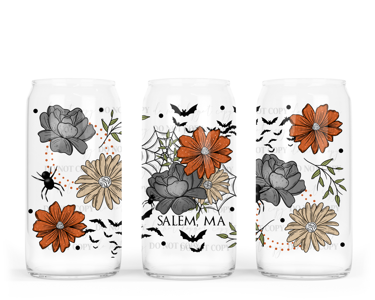 Salem florals 16oz Glass Wrap PNG