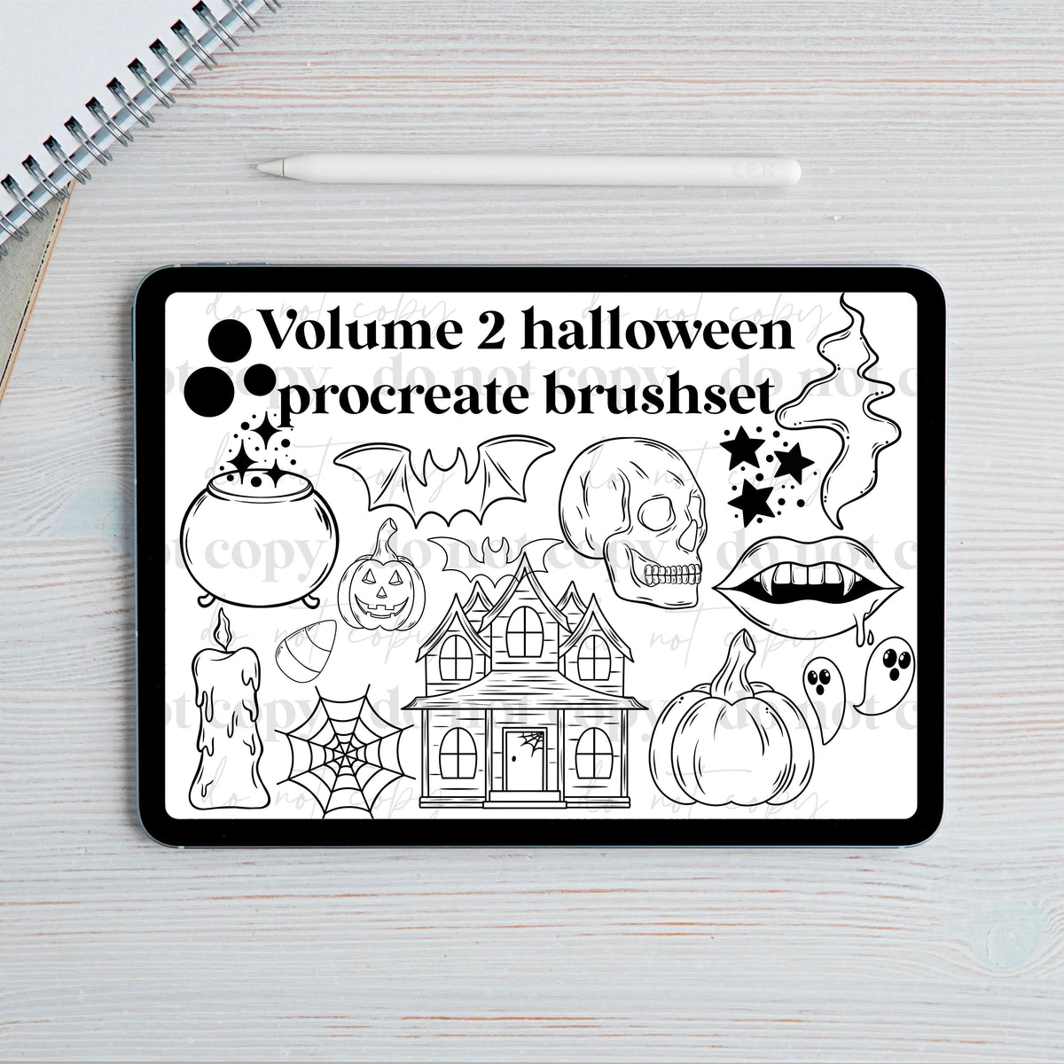 Volume 2 halloween Procreate Stamp Set