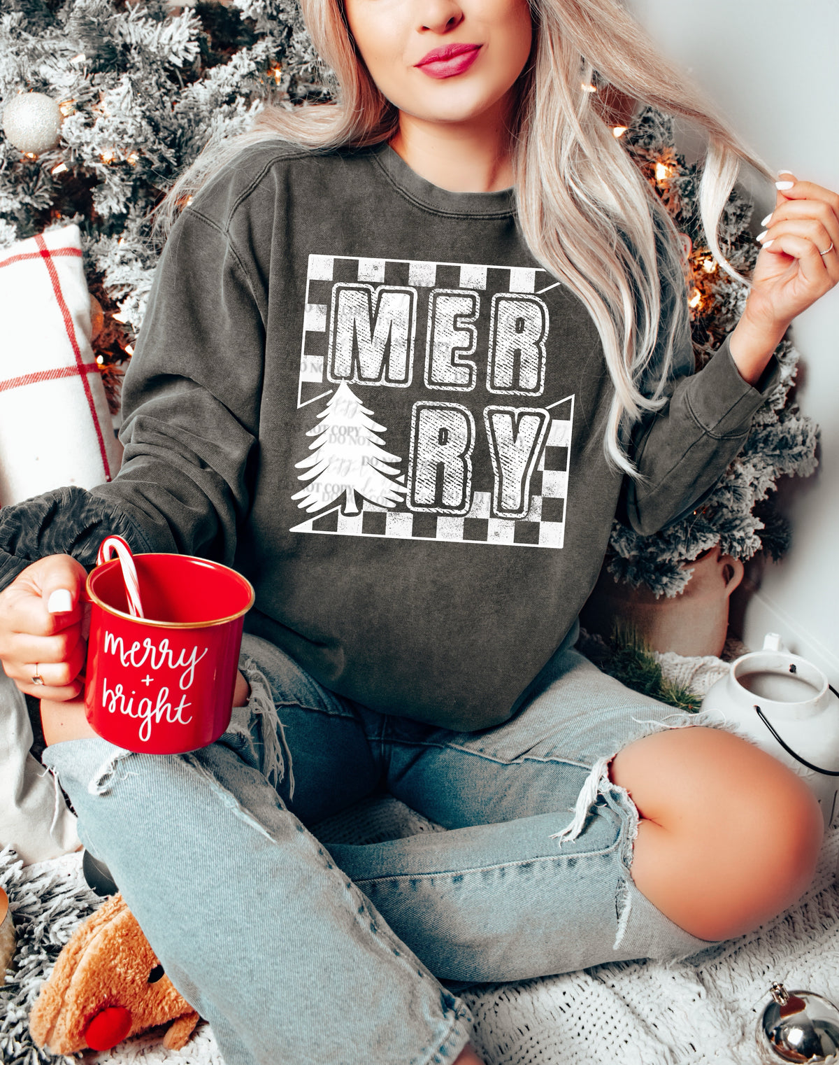 Merry distressed single color PNG
