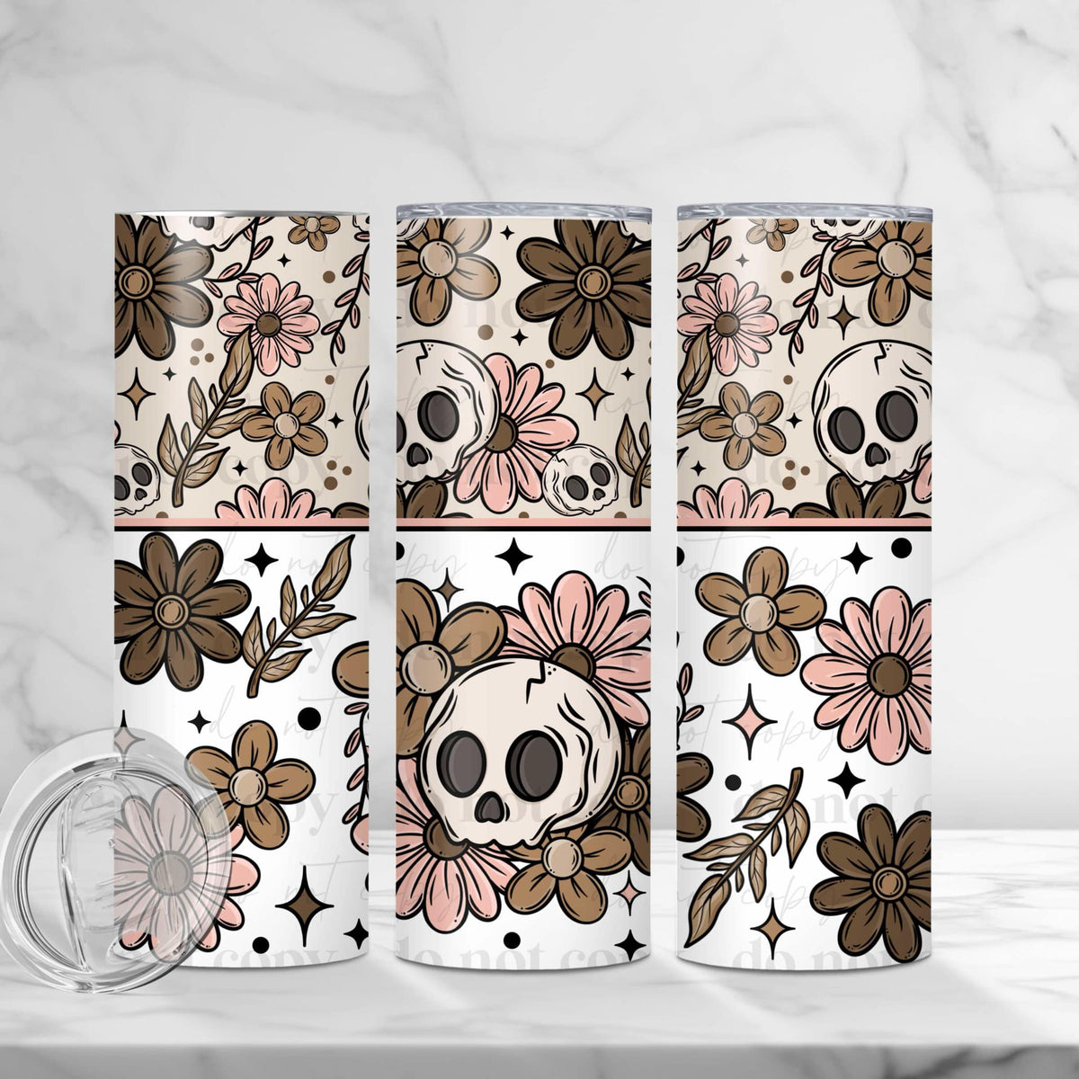 Floral Skellie Tumbler Wrap