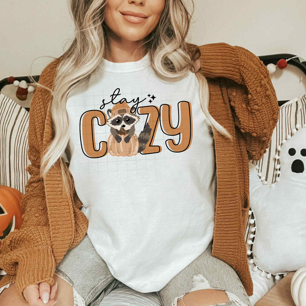 Stay Cozy Raccoon PNG