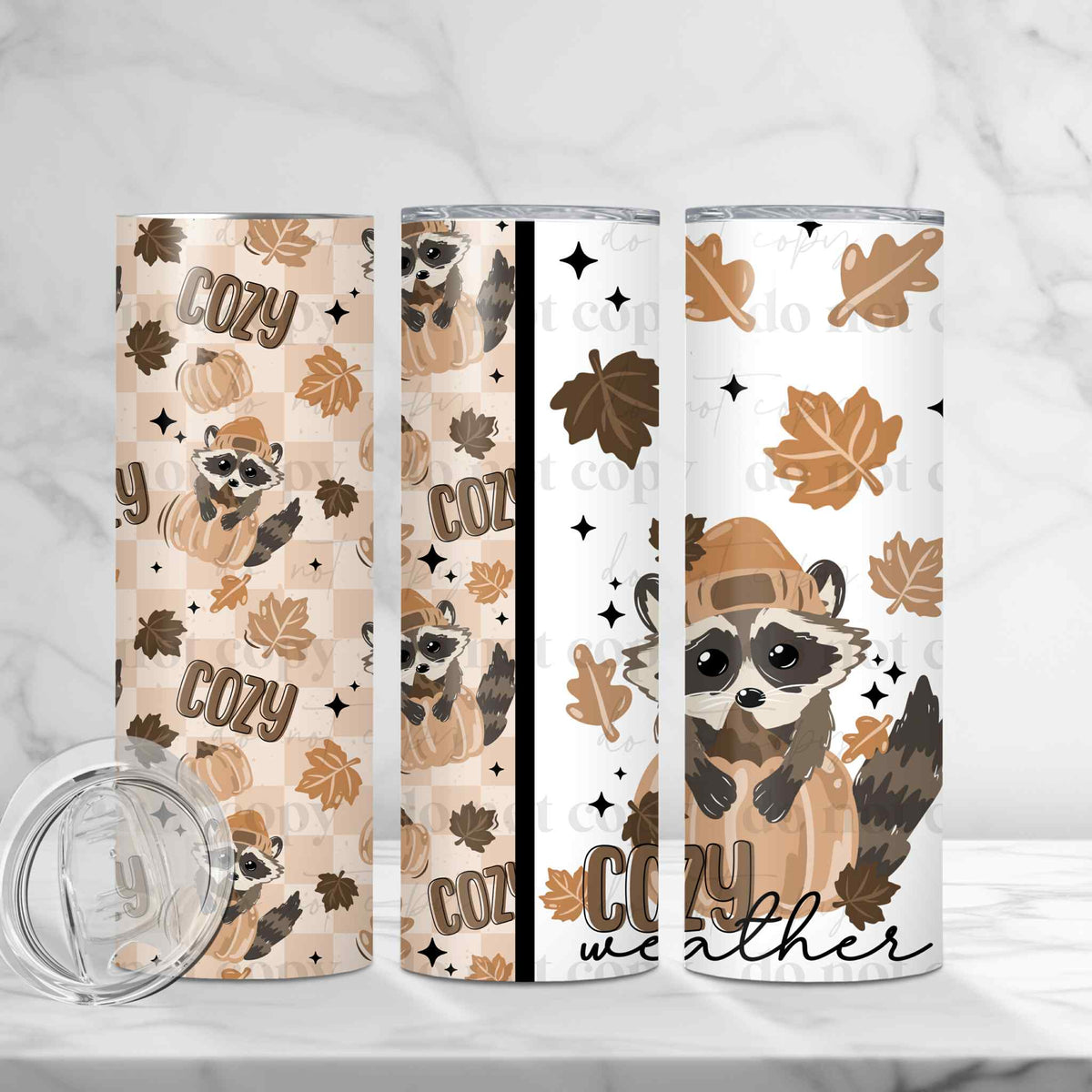 Cozy Fall Weather Racoon Tumbler Wrap