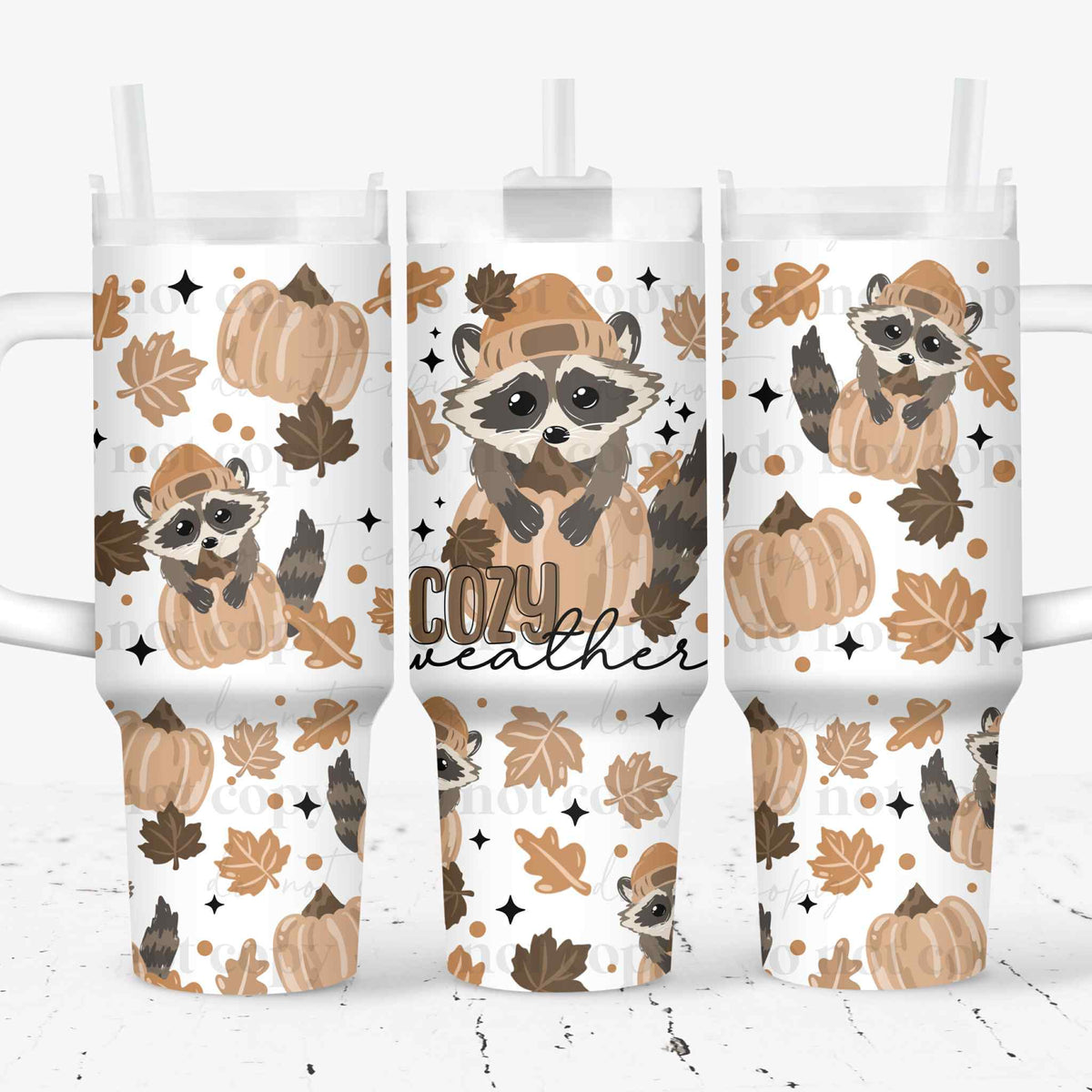 Cozy Fall Weather Racoon 40oz Tumbler Wrap