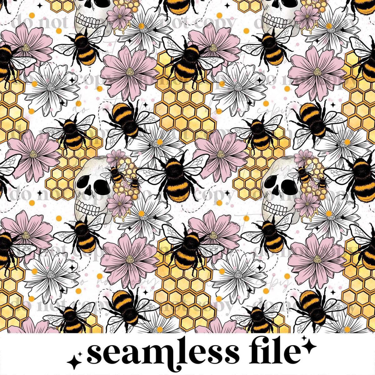 Skellie Floral Bee Seamless PNG