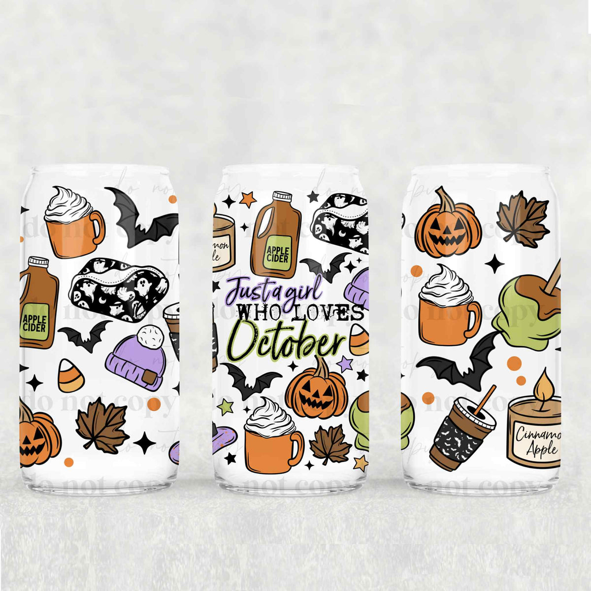 Just A Girl Who Loves October 16oz Glass Wrap