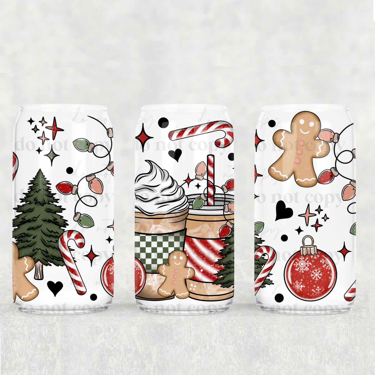 Christmas Coffee 16oz Glass Wrap