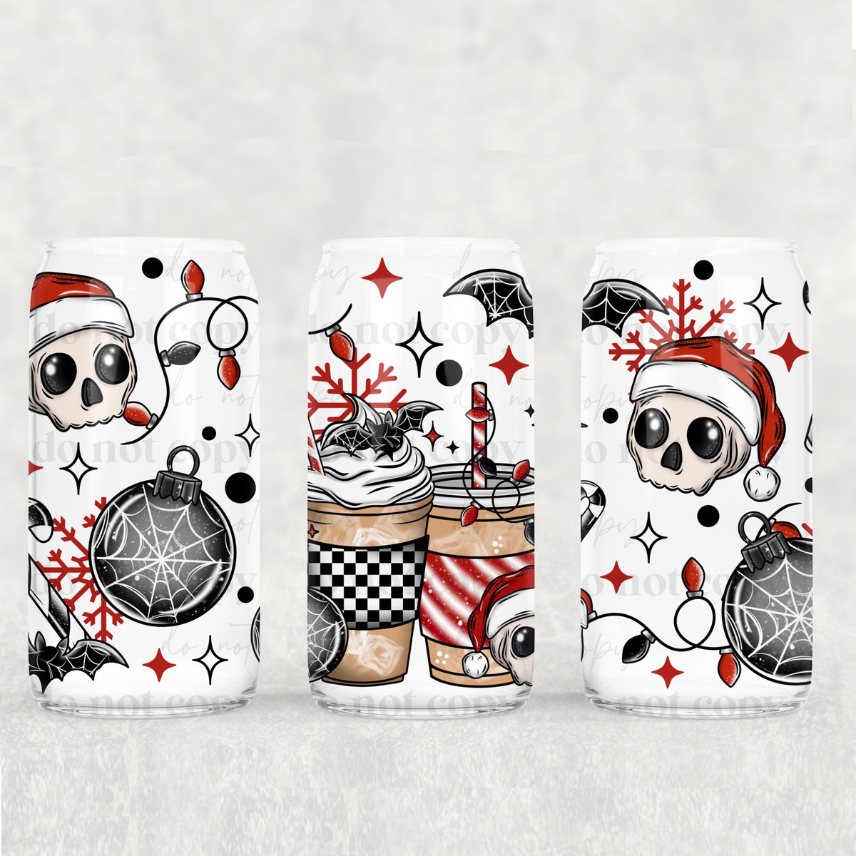 Spooky Christmas Coffee 16oz Glass Wrap