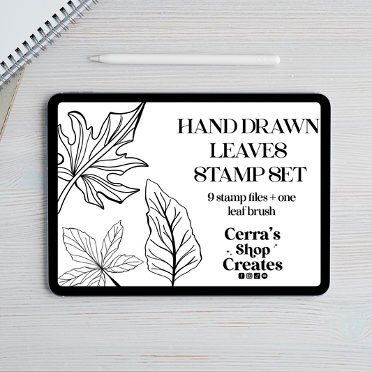 Hand Drawn Fall Leaves Procreate Stamp Set