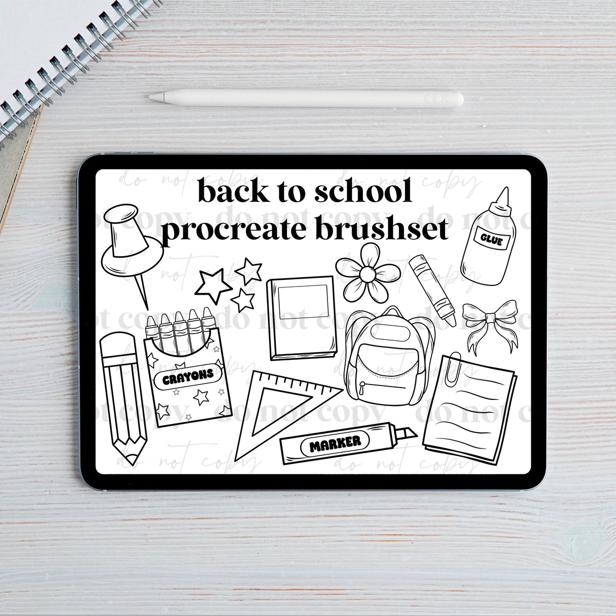 Back to school Procreate Stamp Set