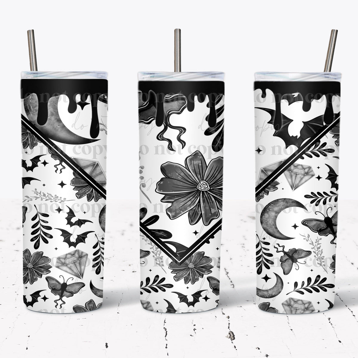 Monochrome Mystical V Split Tumbler Wrap