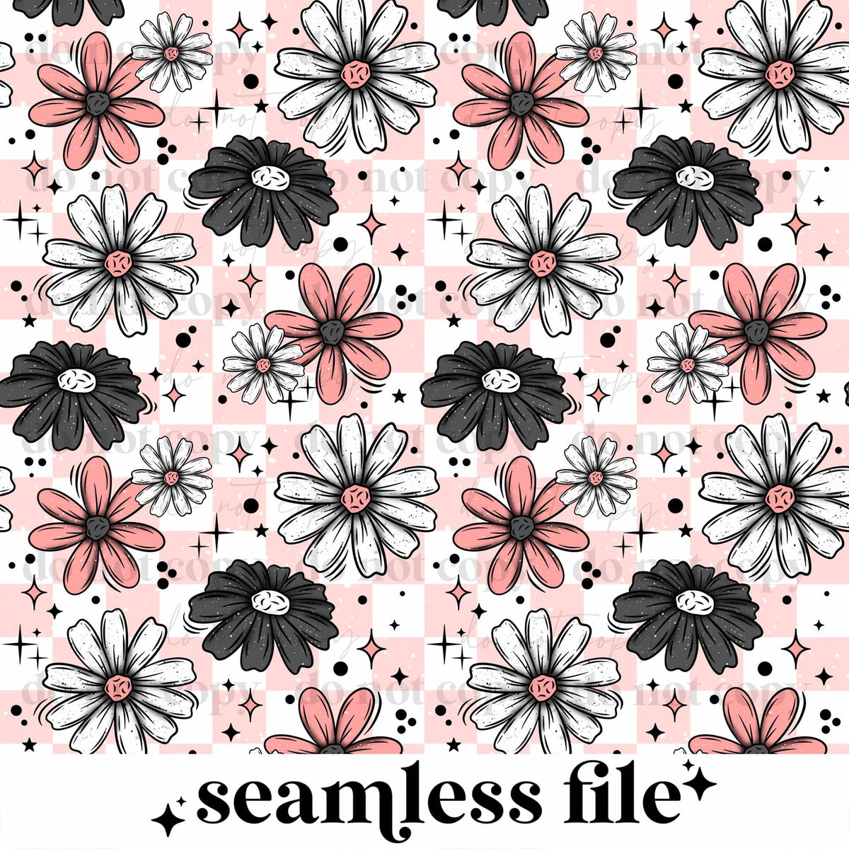 Pink Gray Florals Seamless