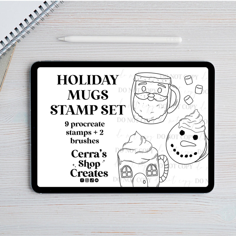 Holiday mugs Procreate Stamp Set – Cerra's Shop Digital Designs