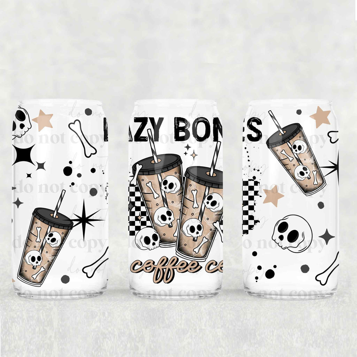Lazy Bones Coffee Co 16oz Glass Wrap