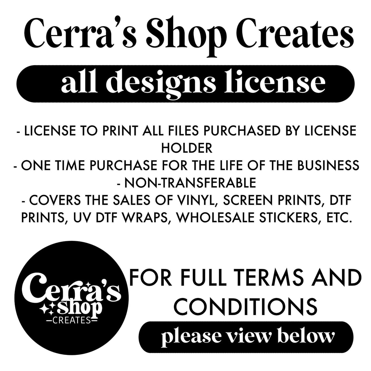 All designs license for transfers one time purchase