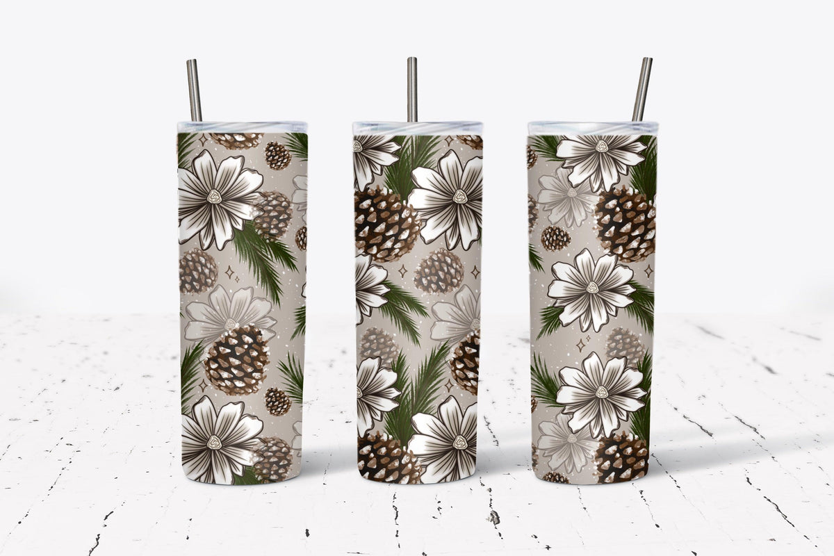 Floral pinecones Tumbler Wrap