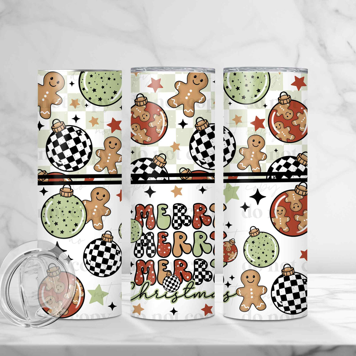 Red Triple Merry 20oz Tumbler Wrap