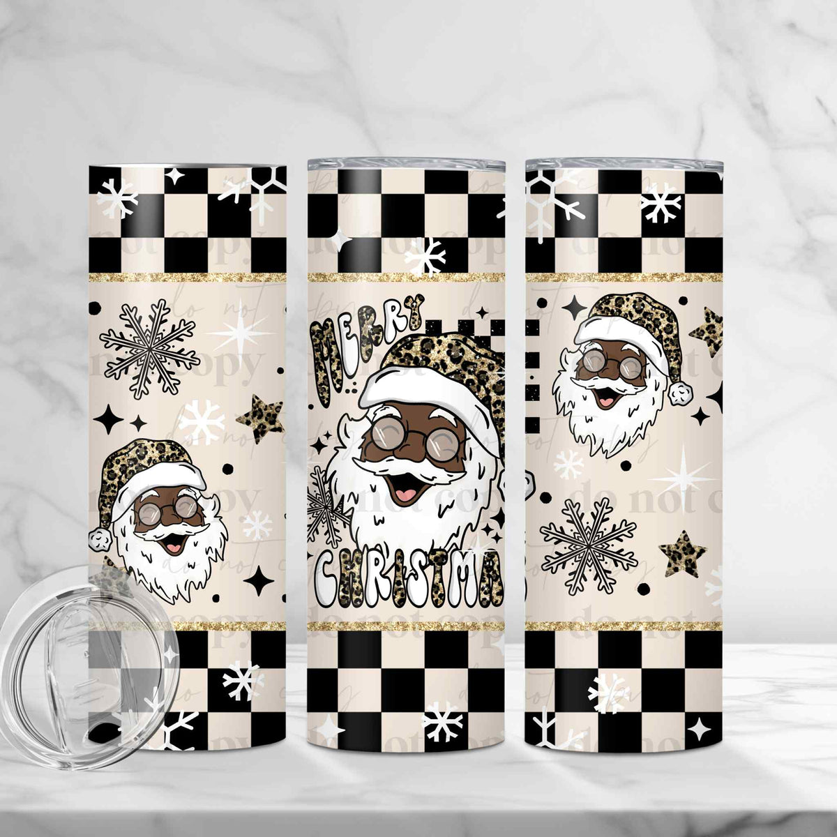 Cheetah Merry Christmas 20oz Tumbler Wrap Two Skintones