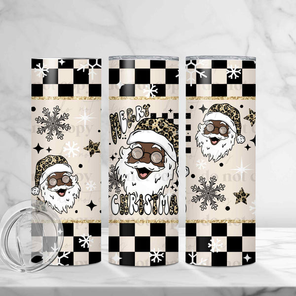 Cheetah Merry Christmas 20oz Tumbler Wrap Two Skintones