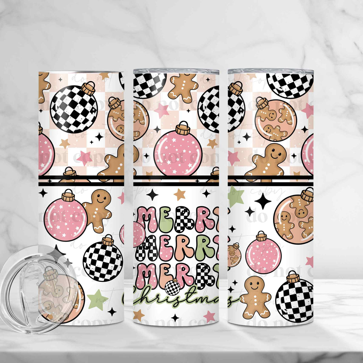 Pink Triple Merry 20oz Tumbler Wrap