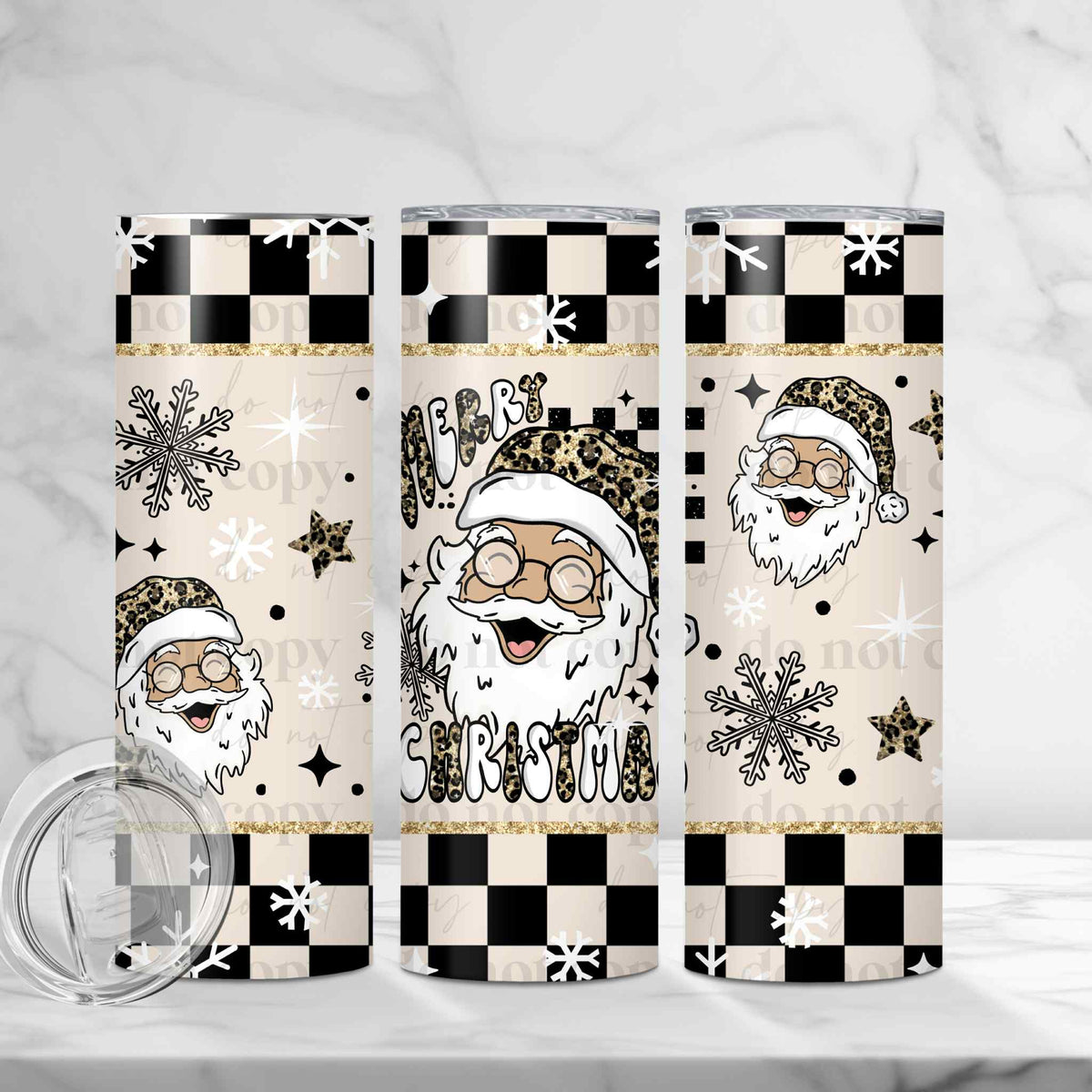 Cheetah Merry Christmas 20oz Tumbler Wrap Two Skintones