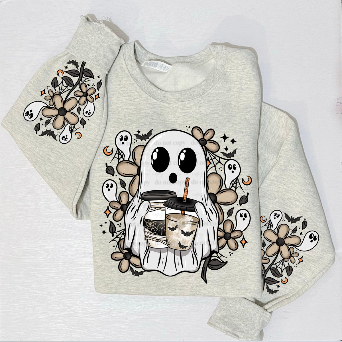 Floral coffee ghost w/Sleeves PNG