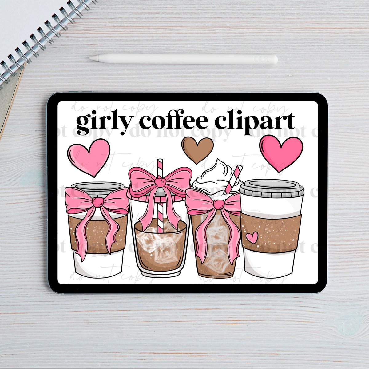 Girly coffee Clipart set