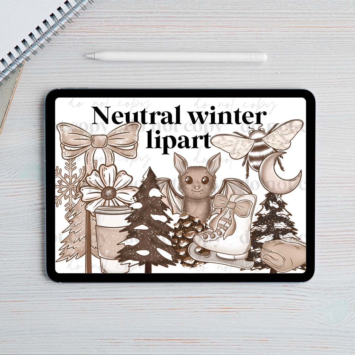 Boho neutral winter Clipart set