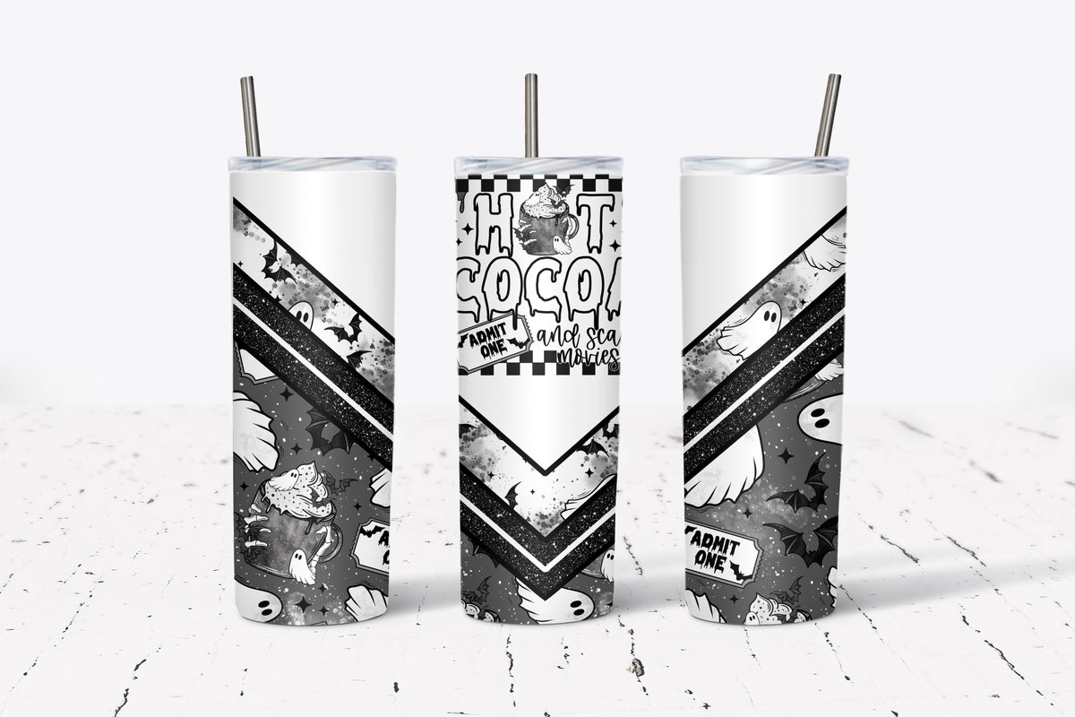Hot cocoa scary movies Tumbler Wrapy