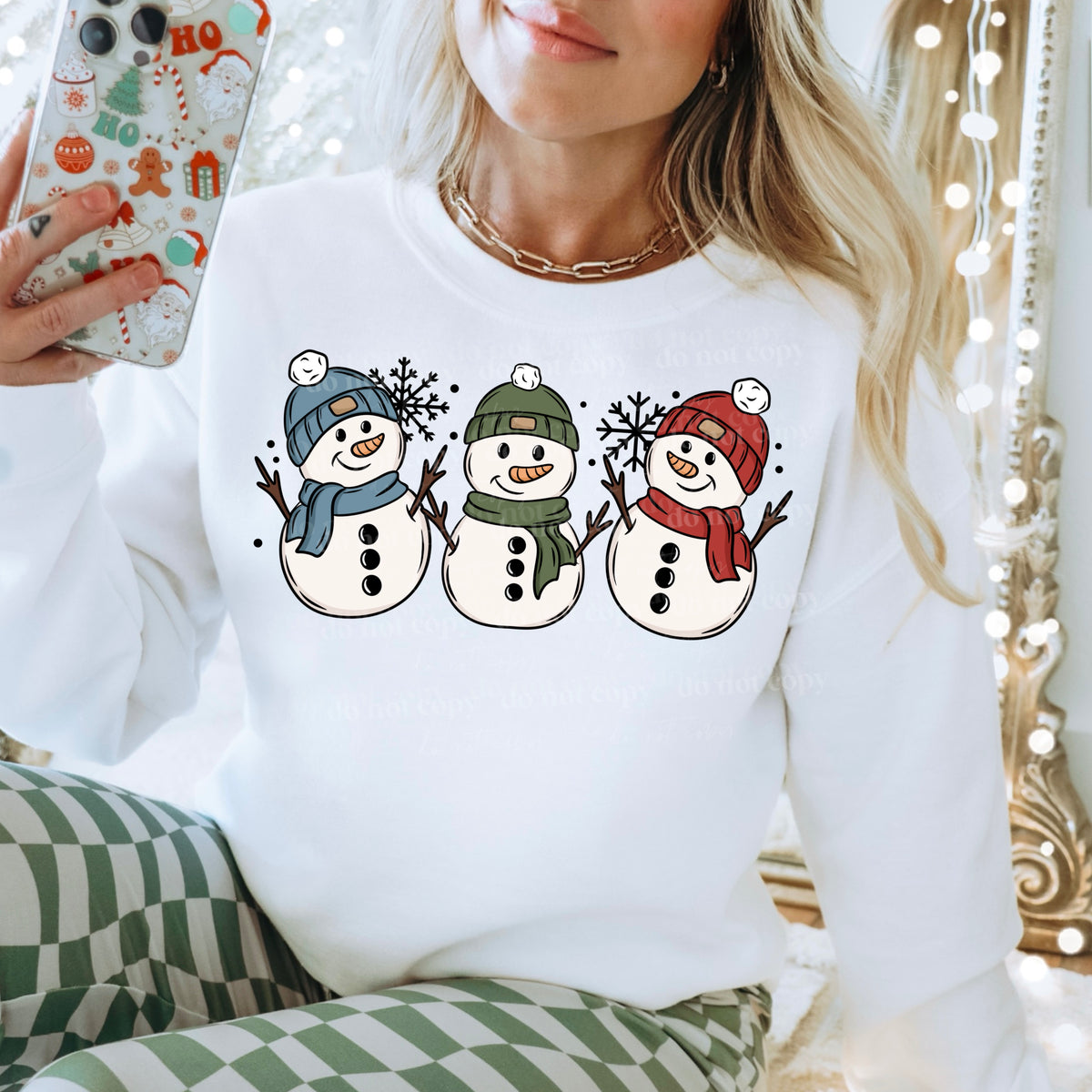 Snowmen in traditional colors and pastels