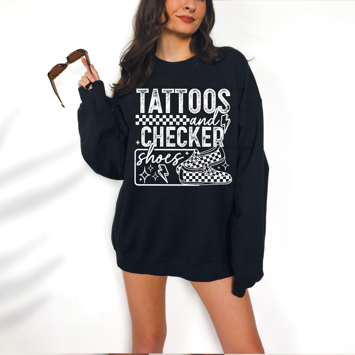 Tattoos and checker shoes Single Color PNG