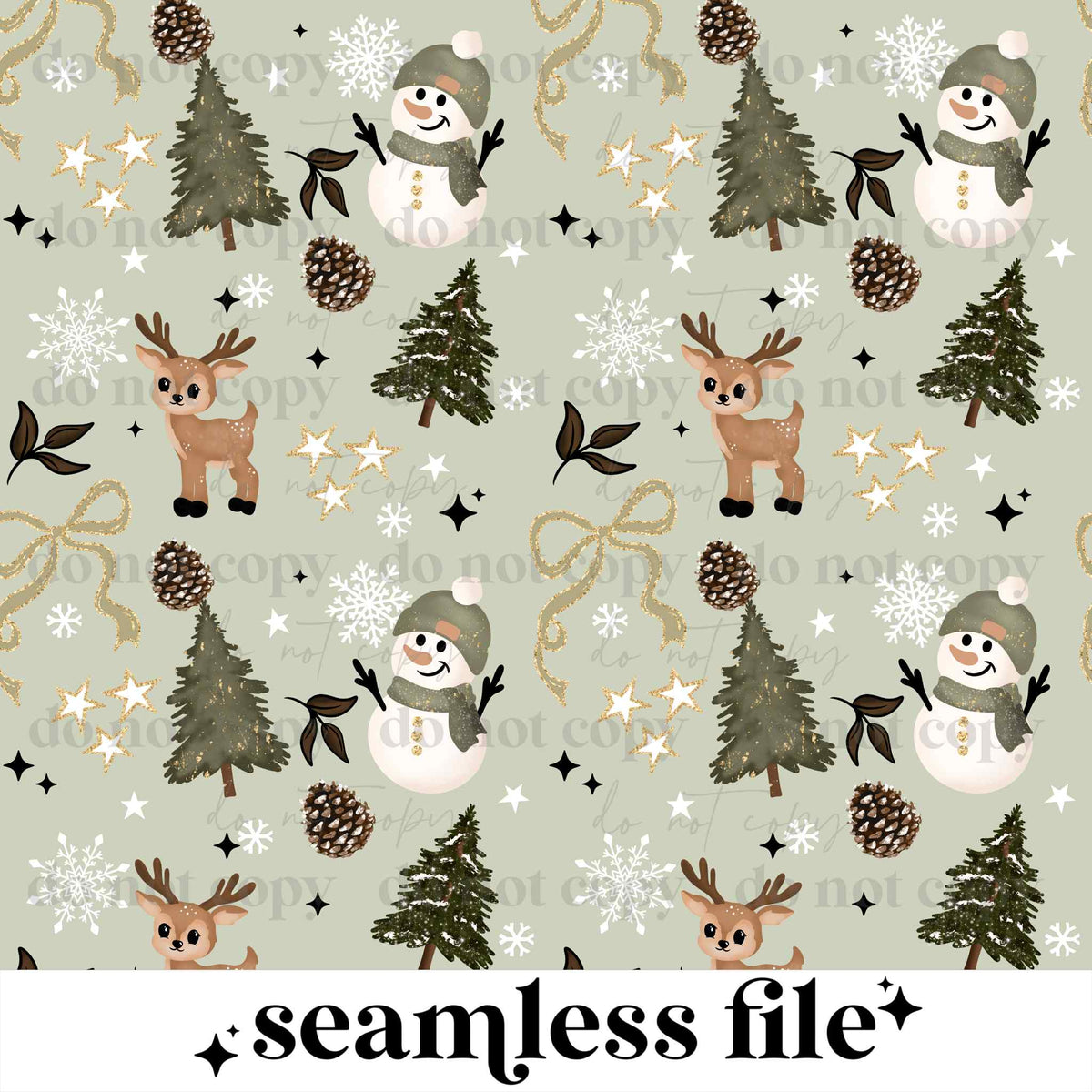 Green Snowman Seamless