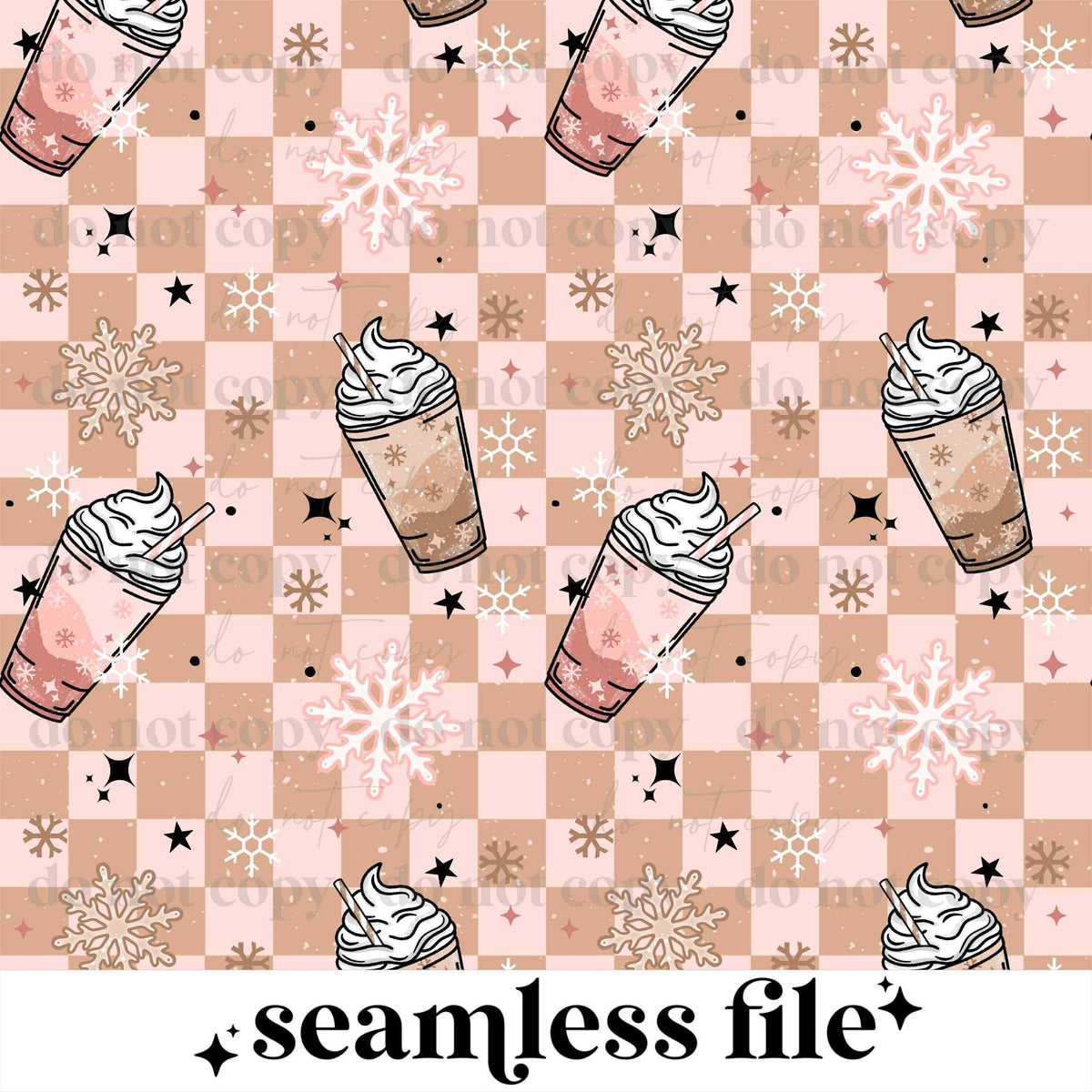 Tan Checker Coffee Seamless