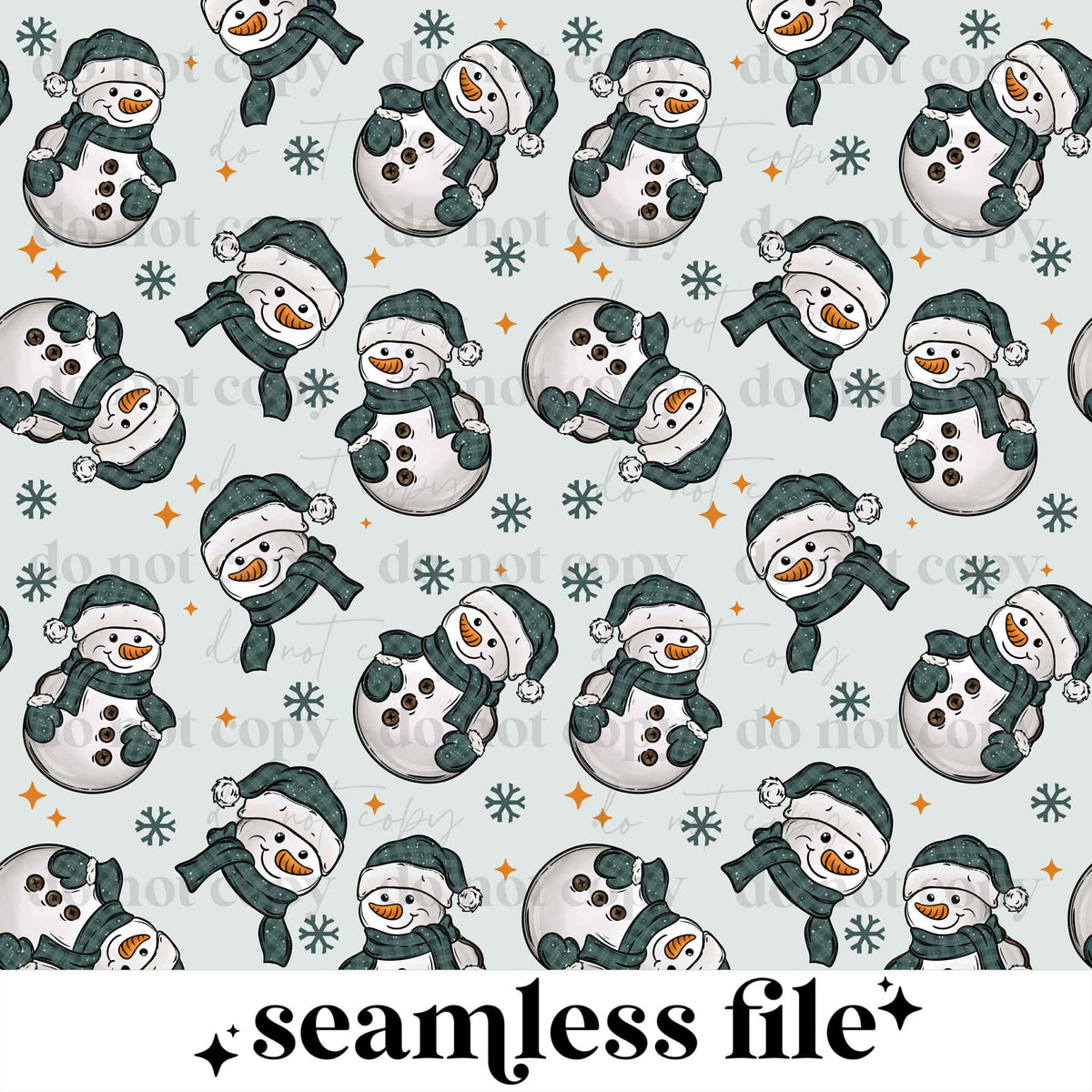 Teal Snowman Seamless