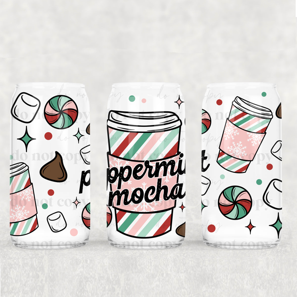 Peppermint mocha 16oz Glass Wrap