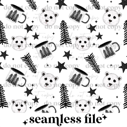 Black and white outdoorsy seamless